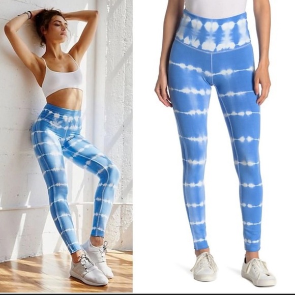 free people movement Pants - FREE PEOPLE MOVEMENT Blue and White Tie-Dye Leggings
